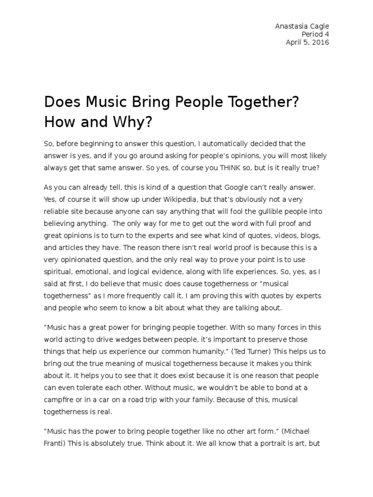 Music's Role in Togetherness | PDF