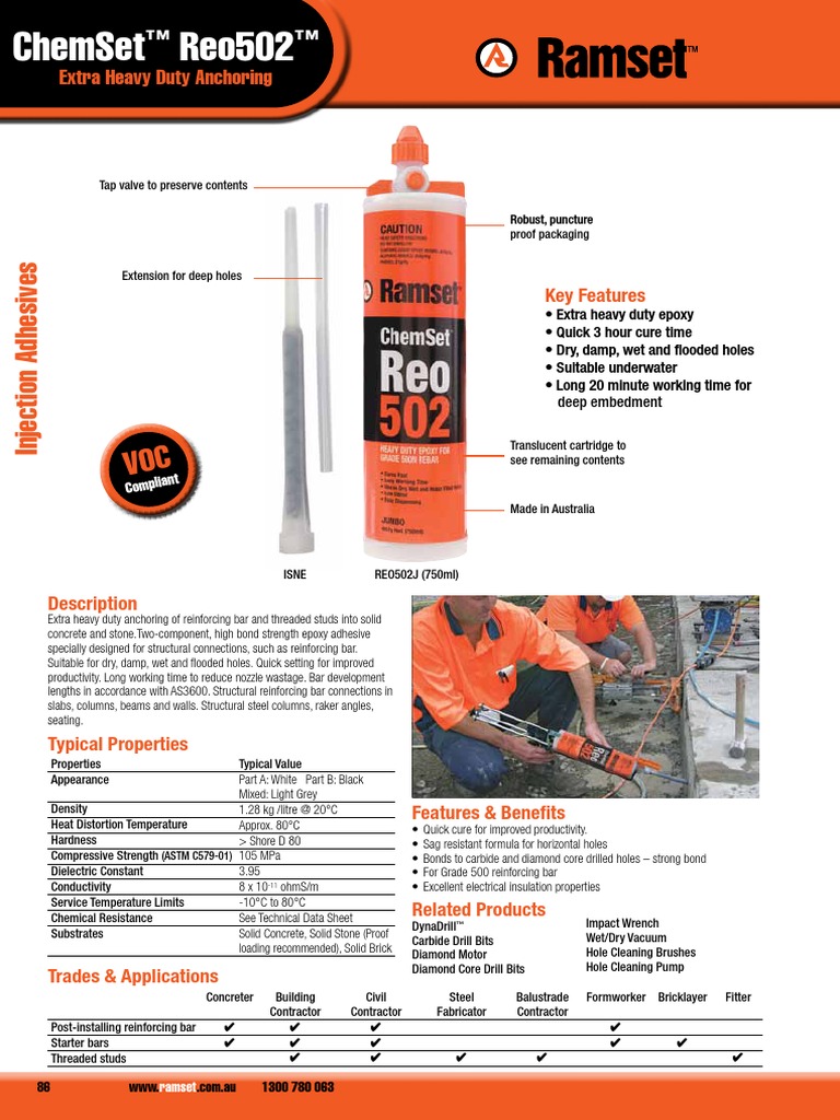 Chemical Anchoring ChemSet Reo502 Drill Concrete