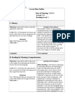 Lesson Plan Outline Tutor: Allie Arango Date of Tutoring: 3/30/16 Tutee: Anna Lesson # 14 Grade: 3 Reading Level: 2