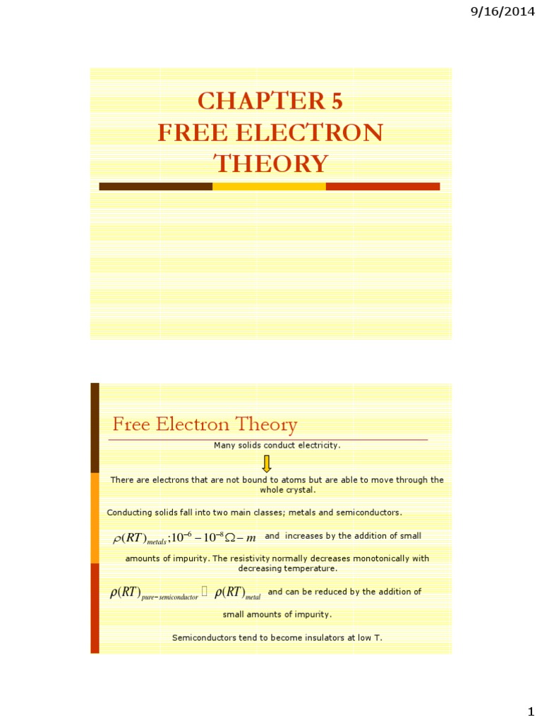 Chapter 5 (Electron Theory) | PDF | Electrical Resistivity And ...