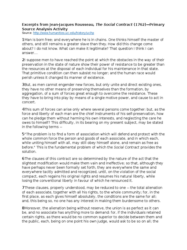 enlightenment and revolution lesson 3 primary source | Social Contract