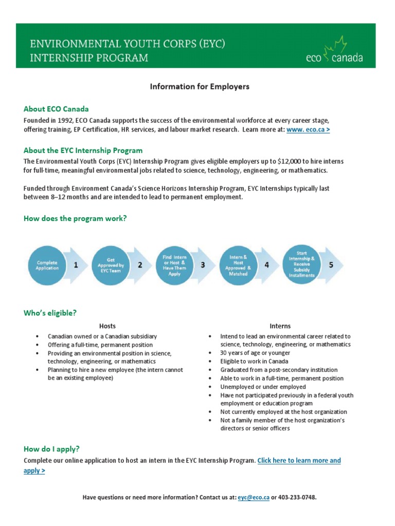 EYC Internship Program for Employers | PDF