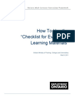 How To Use The "Checklist For Evaluating Learning Materials"