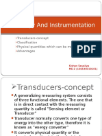 Metrology and Instrumentation: Transducers-Concept Classification Physical Quantities Which Can Be Measured Advantages