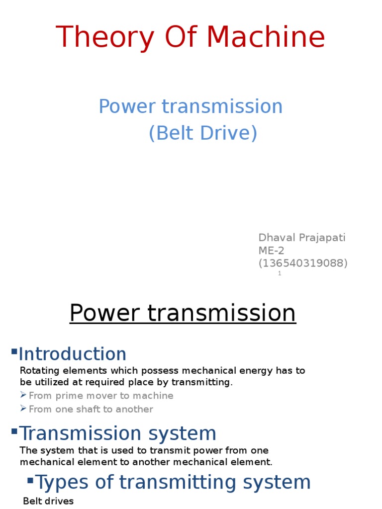 Power Transmission Pdf Belt Mechanical Mechanical Engineering