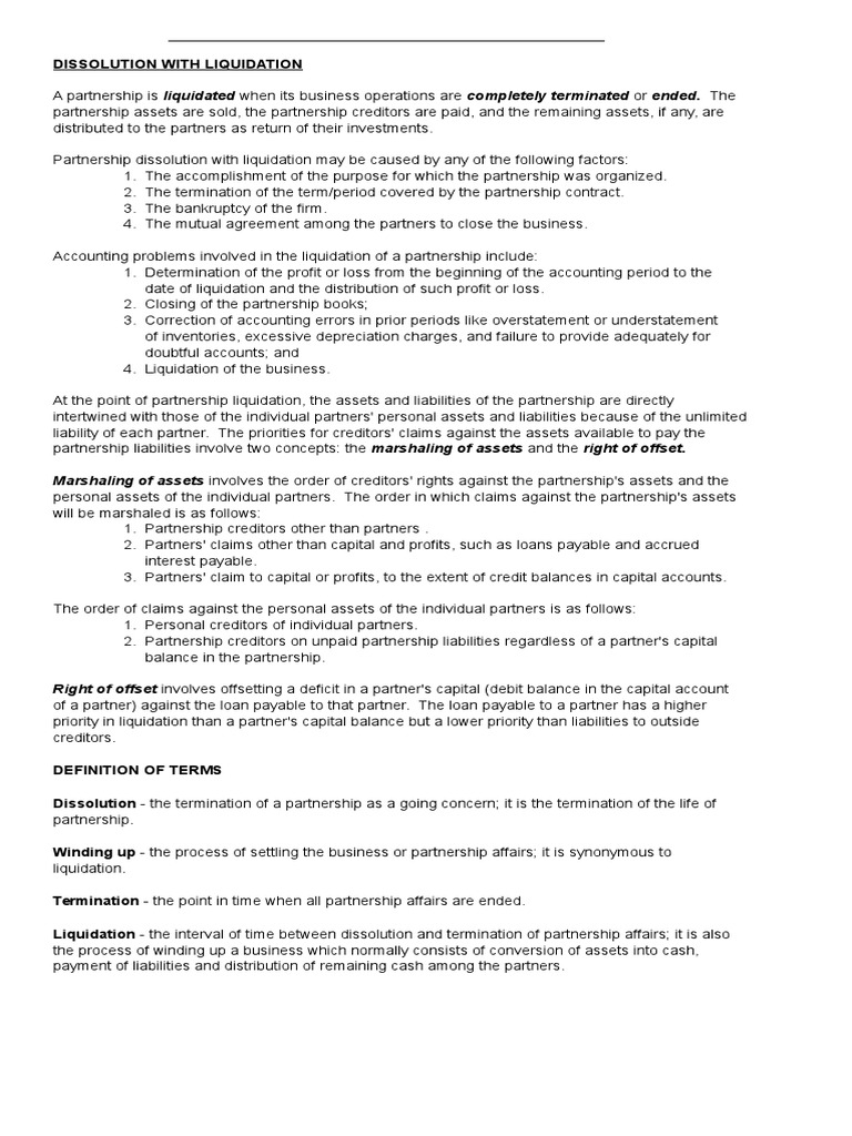 Liquidation Procedures for Partnerships | PDF | Partnership | Debits ...