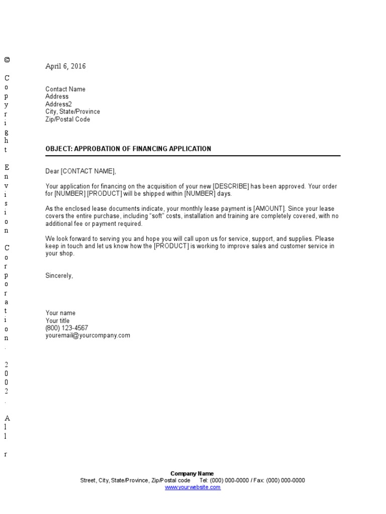 Approbation of Financing Application | PDF | Business | Law