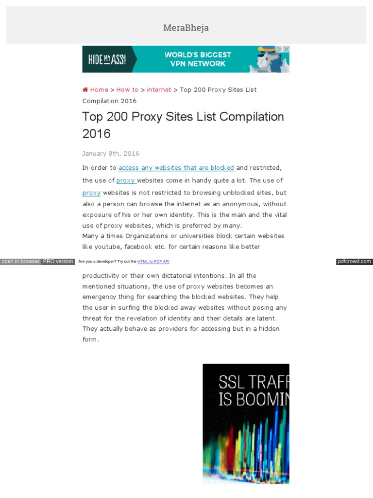 Top 200 Proxy Websites List Compilation 2015 | PDF | Proxy Server ...