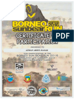 Sunbear Run 2016 Certificate