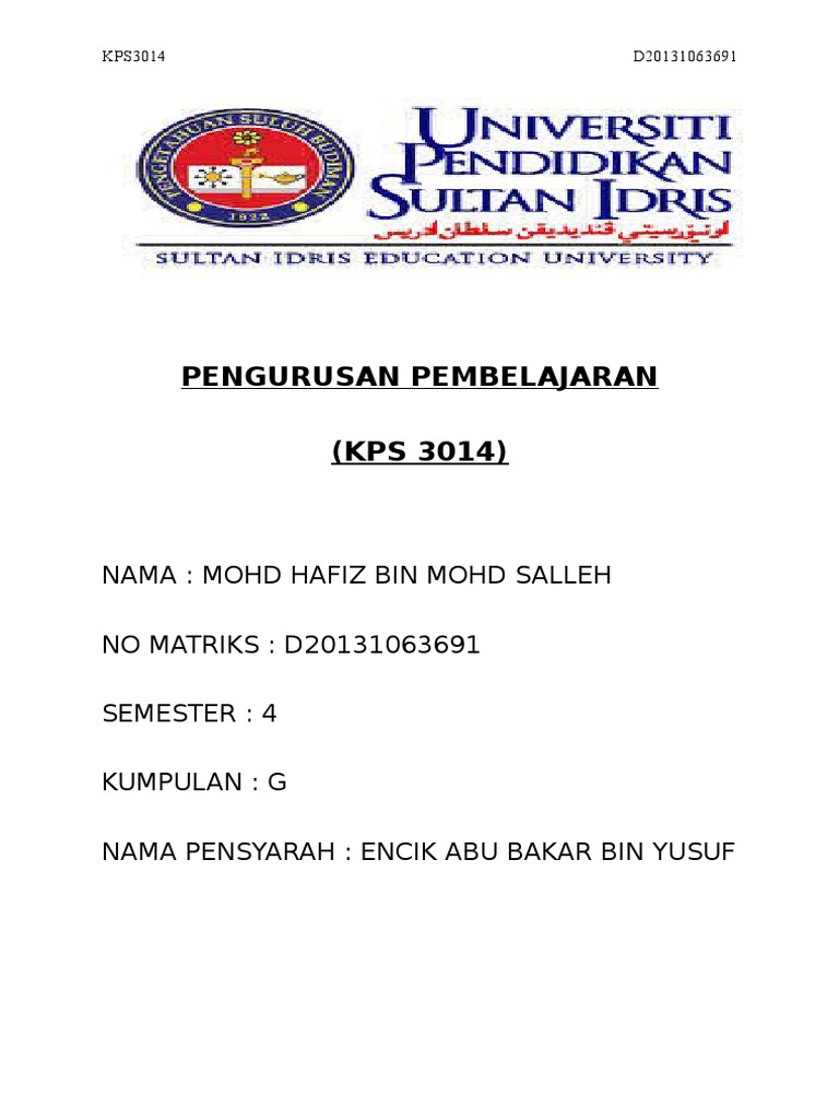 Rumusan Nota Pengurusan Pembelajaran  PDF