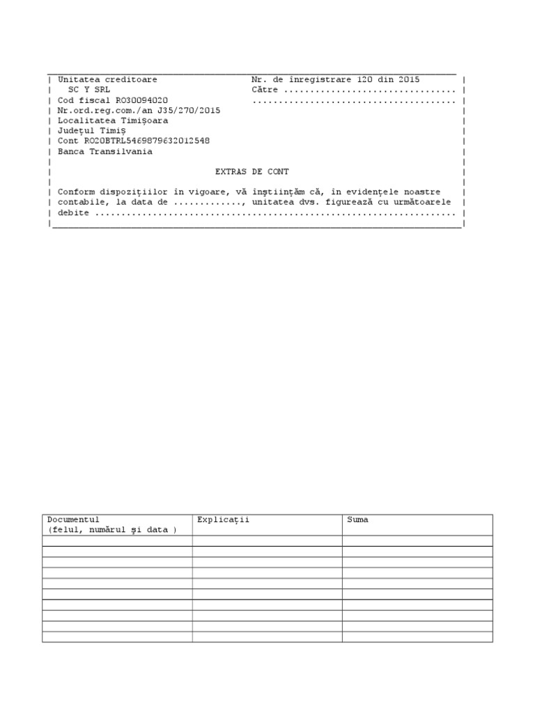 Model Necompletat Extras de Cont | PDF