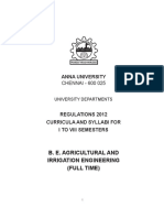B.E. Agricultural and Irrigation Engineering Curriculum and Syllabus
