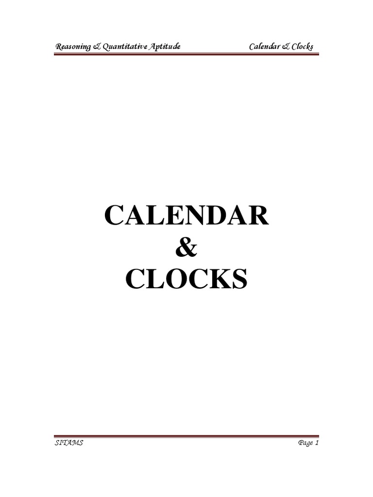 Determining Dates, Times, and the Relationship Between Clocks and Calendars PDF Clock Time