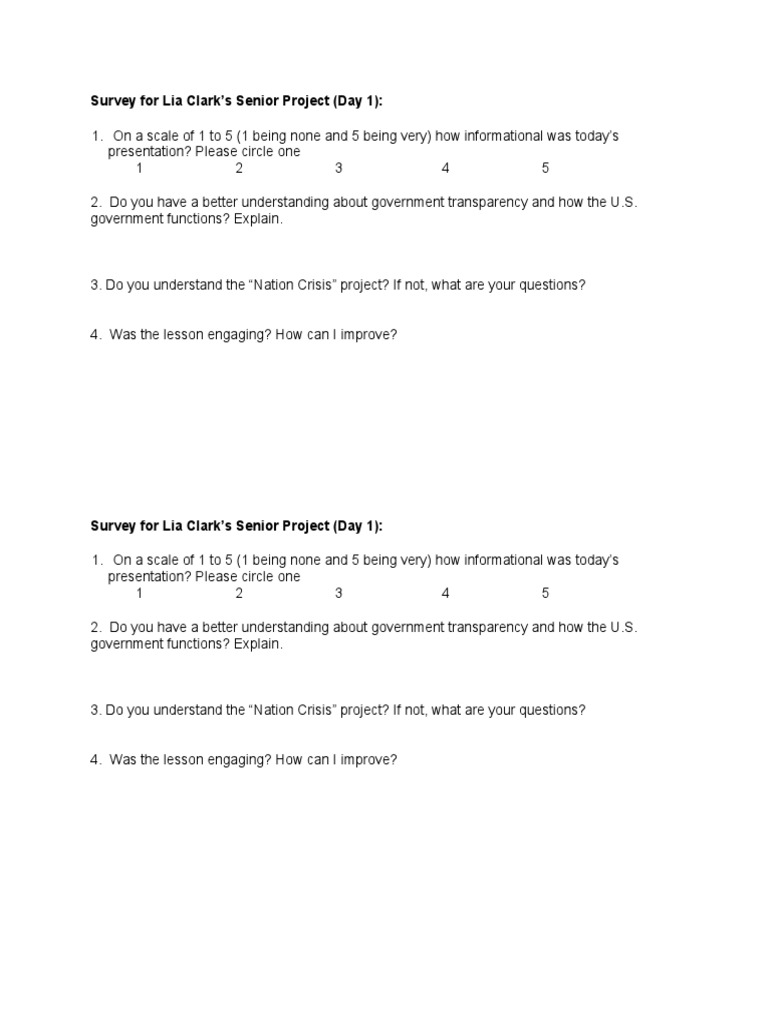 Feedback Survey for Government Project | PDF | Career & Growth