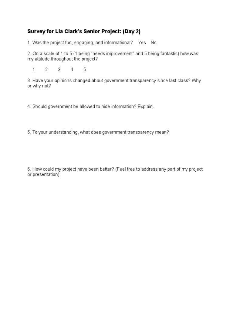 Survey on Gov Transparency Project | PDF