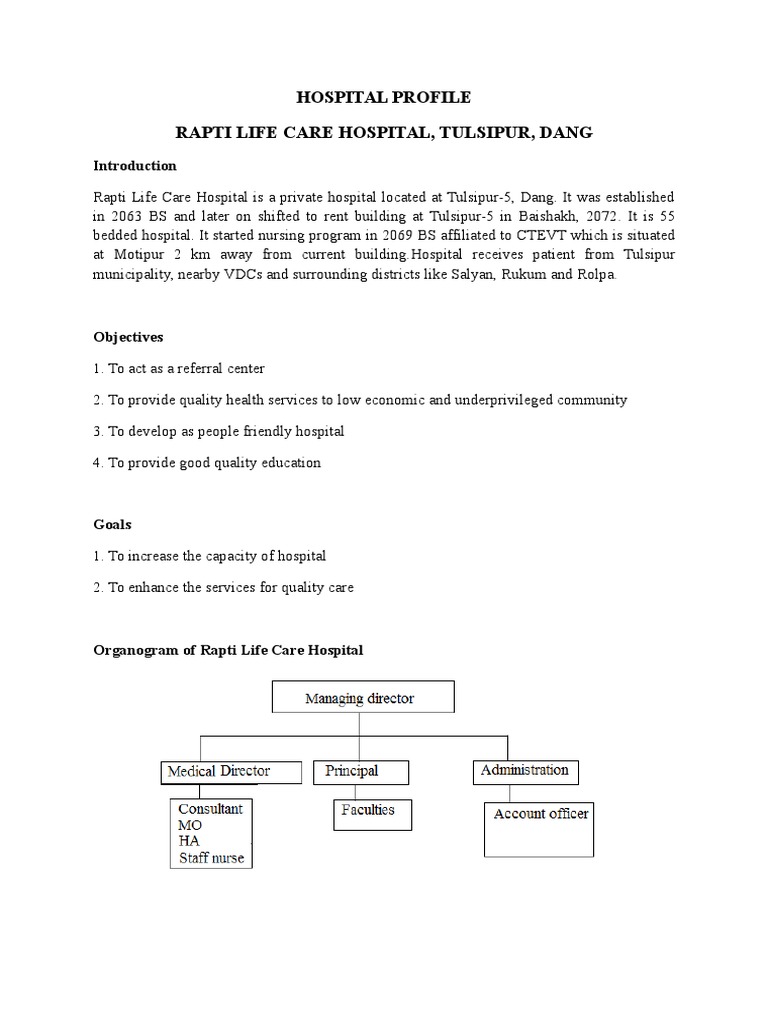 Rapti Life Care Hospital - Hospital Profile Final @bishal | PDF ...