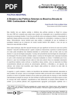 Regis Bonelli, Pedro Veiga - A Dinâmica Das Políticas Setoriais No Brasil Na Década de 1990 Continuidade e Mudança RBCE