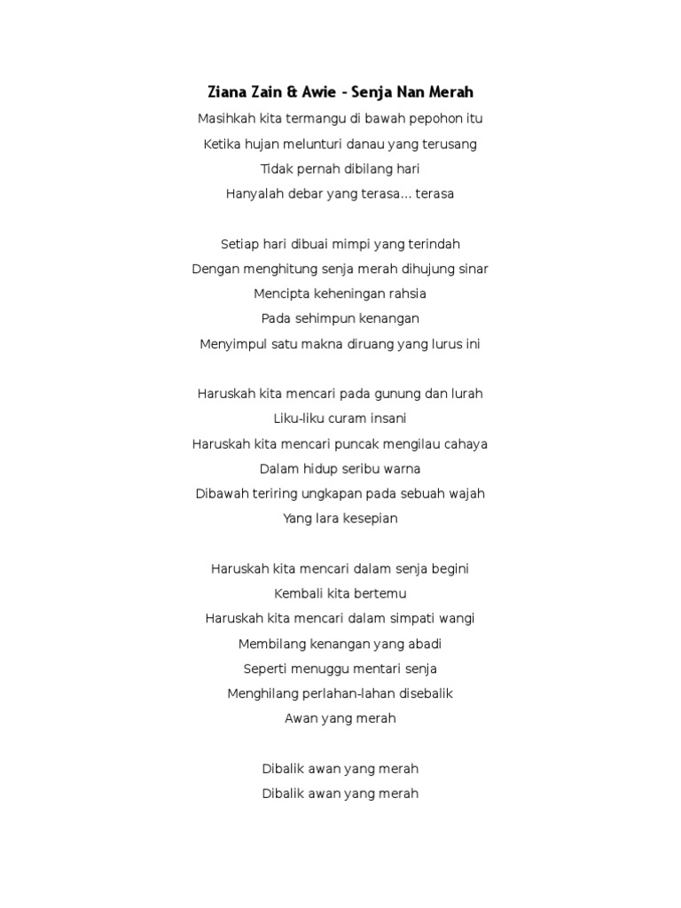 Senja nan merah lyrics