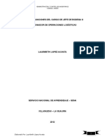 MANUAL DE FUNCIONES DEL CARGO DE JEFE DE BODEGA O  COORDINADOR DE OPERACIONES LOGÍSTICAS