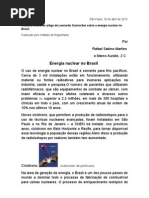 O uso de energia nuclear no Brasil é somente para fins pacíficos