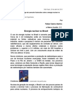 O uso de energia nuclear no Brasil é somente para fins pacíficos