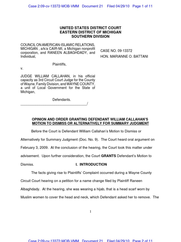 United States District Court Eastern District of Michigan Southern