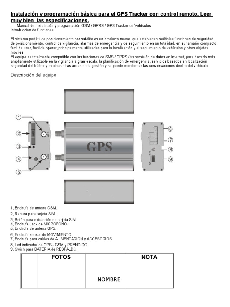 Manual Gps Tracker Tk103a Servicio de mensajes cortos Gsm
