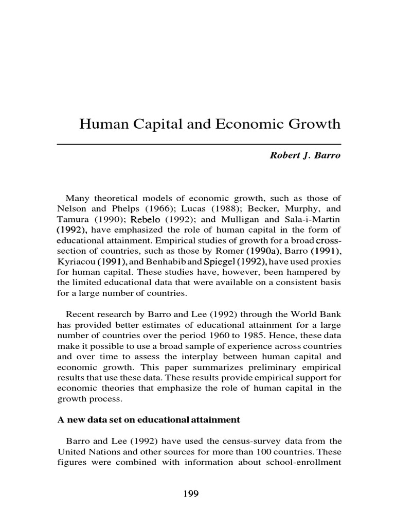 Human Capital's Role in Economic Growth | PDF | Economic Growth | Human ...