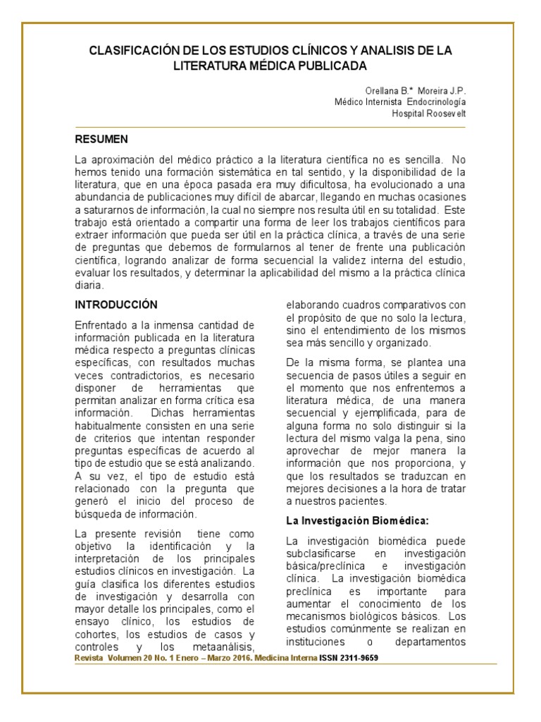 Clasificación de Estudios Clínicos | PDF | Ensayo clínico | Ensayo ...