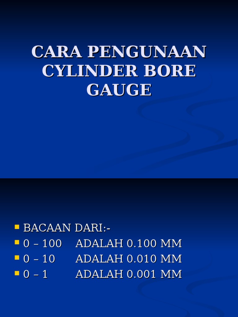 Cara Pengunaan Cylinder Bore Gauge PDF