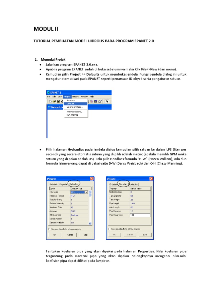 Tutorial Model Hidrolis EPANET 2.0 | PDF