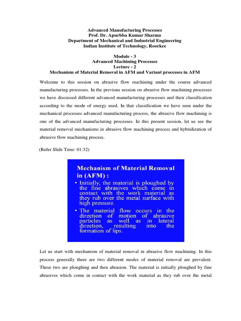 Advanced Manufacturing Process PDF Wear Machining