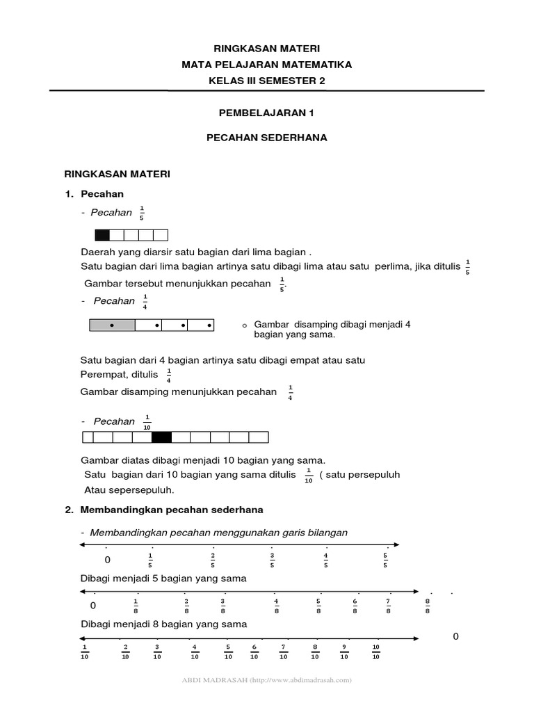 Ringkasan Materi Matematika Kelas 3 Semester 2 Pdf
