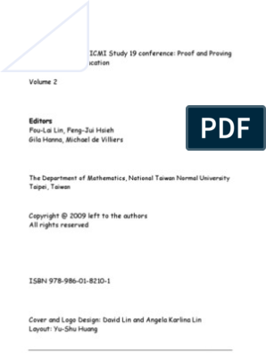 Icmi Study 19 Vol 2 Proceedings Proof And Proving In Math