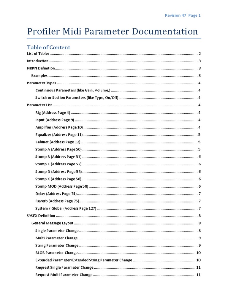 Kemper Profiler MIDI Documentation | PDF | Equalization (Audio ...