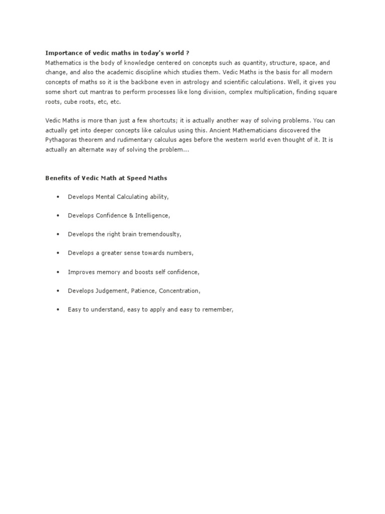 Vedic Maths: A Quick Introduction | PDF | Sutra | Fraction (Mathematics)