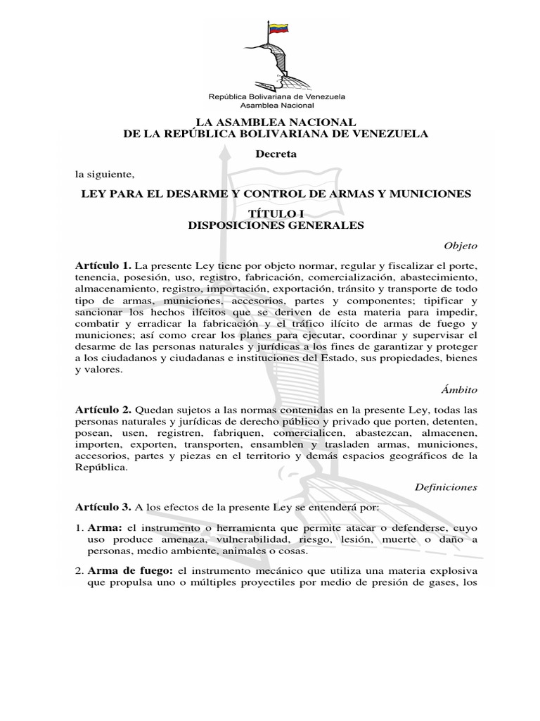 Ley de Desarme y Control de Armas y Municiones_2013 Derecho a