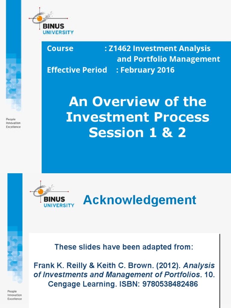 Overview of The Investment Process PDF Interest Risk
