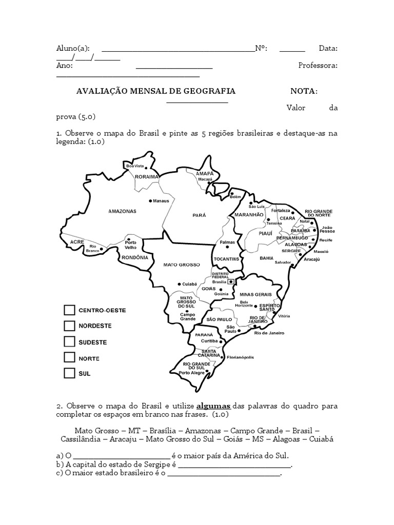Atividades Sobre Urbanização Brasileira 5o Ano Com Gabarito