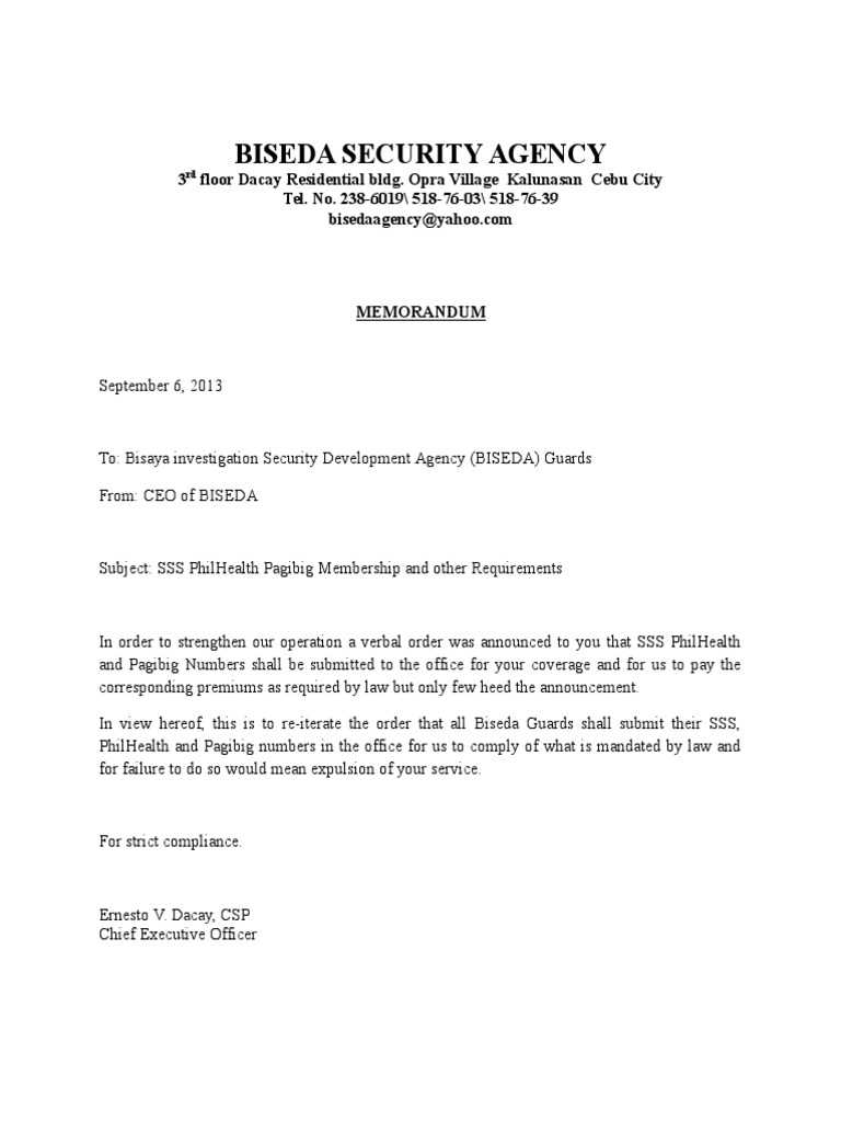 Security Guard Compliance Memo | PDF | Law