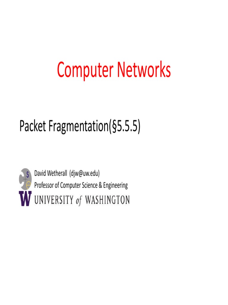 Packet Fragmentation Network Packet Computer Standards