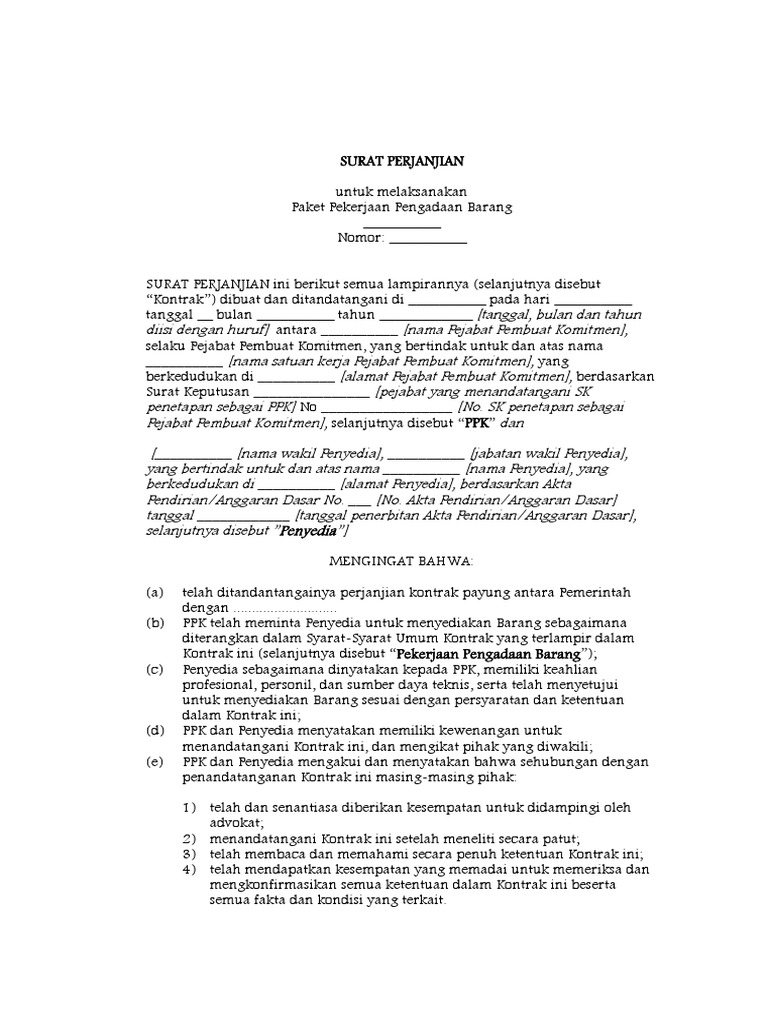 Surat Perjanjian Pengadaan Barang Jasa