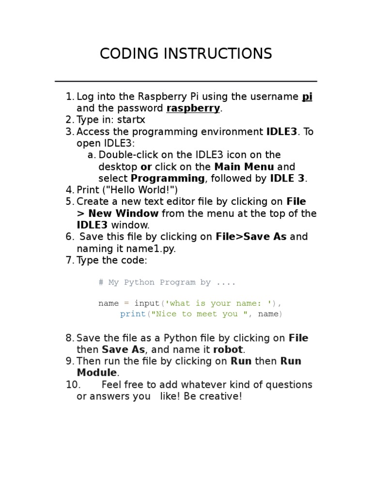 Raspberry Pi Python Coding Guide | PDF | Games & Activities | Computers