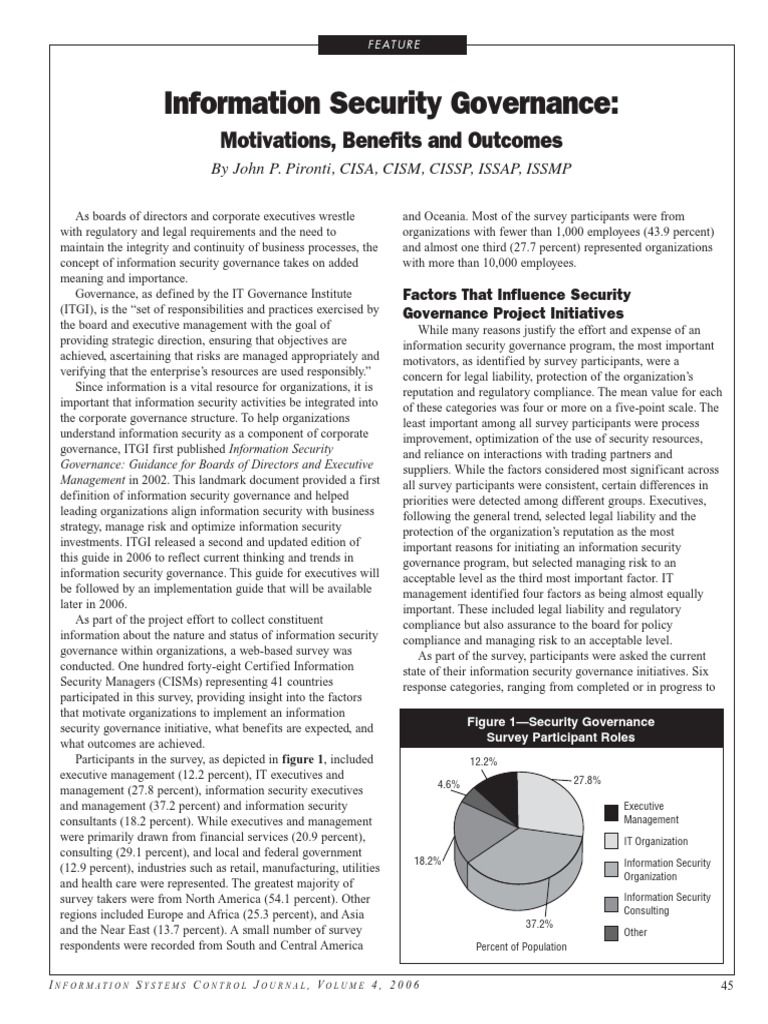 Information Security Governance - Motivations, Benefits and Outcomes ...