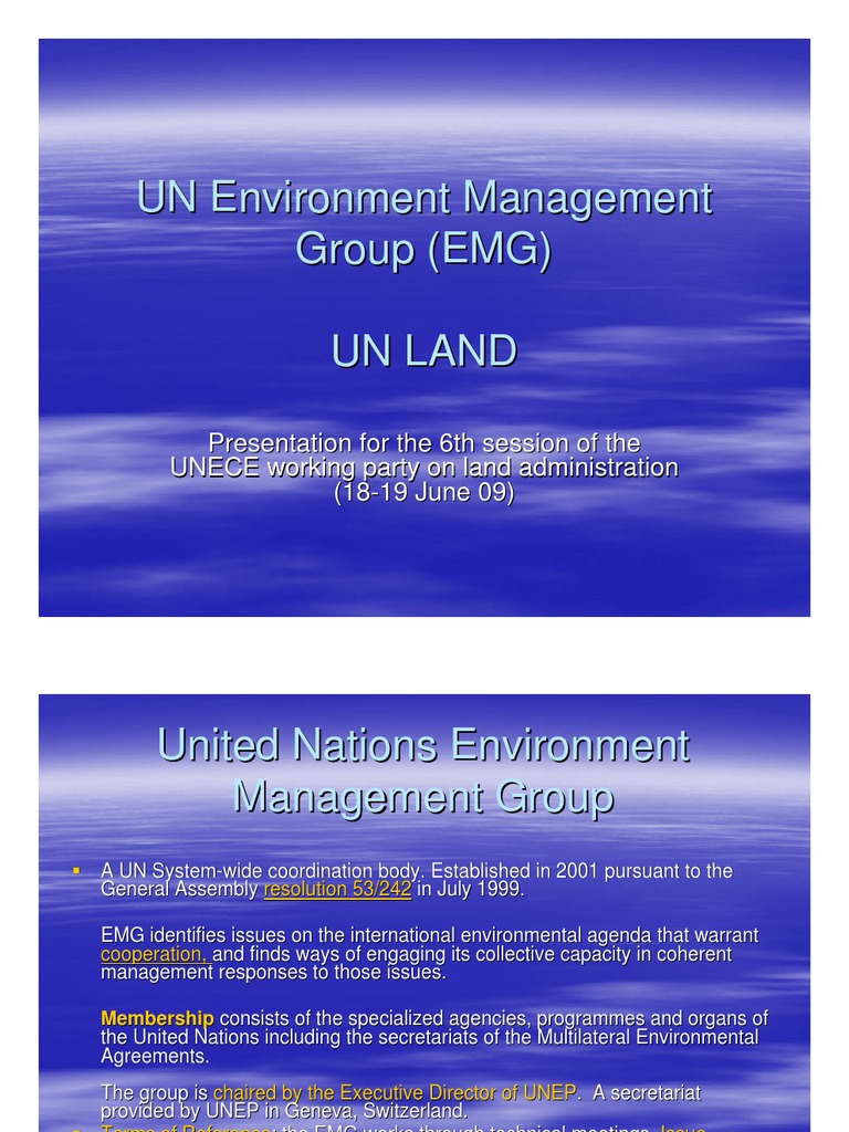 UN Environment Management Group (EMG) Un Land | PDF | United Nations ...