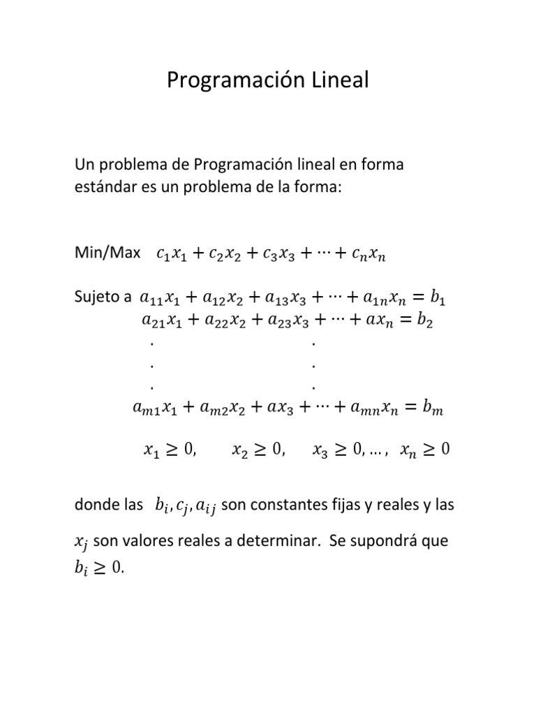 Introducción a la Programación Lineal | PDF | Matriz (Matemáticas ...