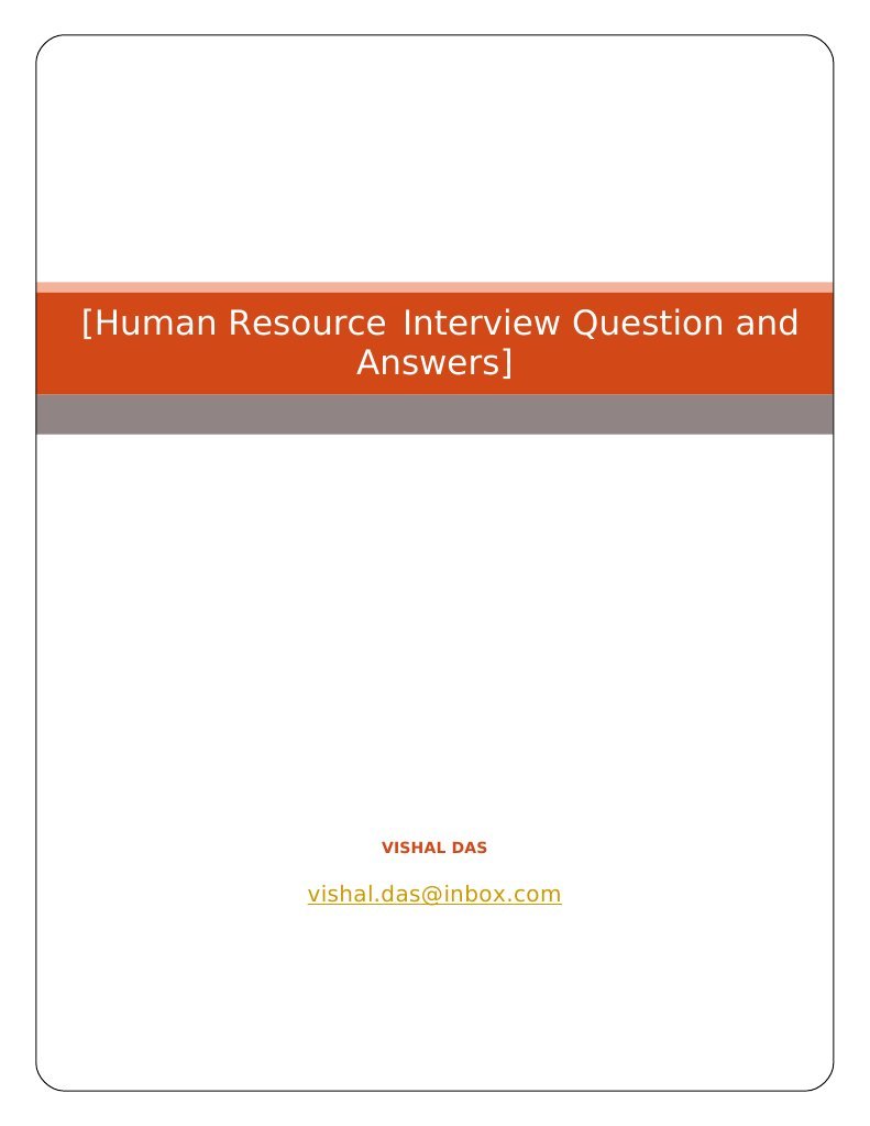 Human Resource Interview Question and Answers PDF Human Resources