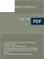Reported Speech: Bac Year 1 and 2