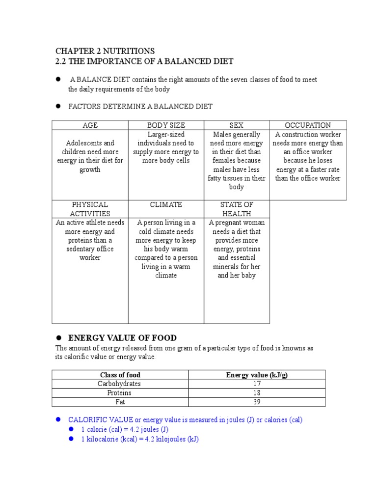 Importance of a Balanced Diet | PDF