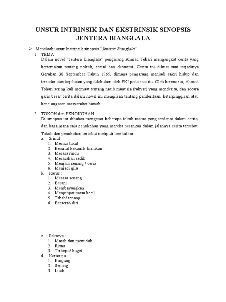 Unsur Intrinsik Dan Ekstrinsik Sinopsis Jentera Bianglala